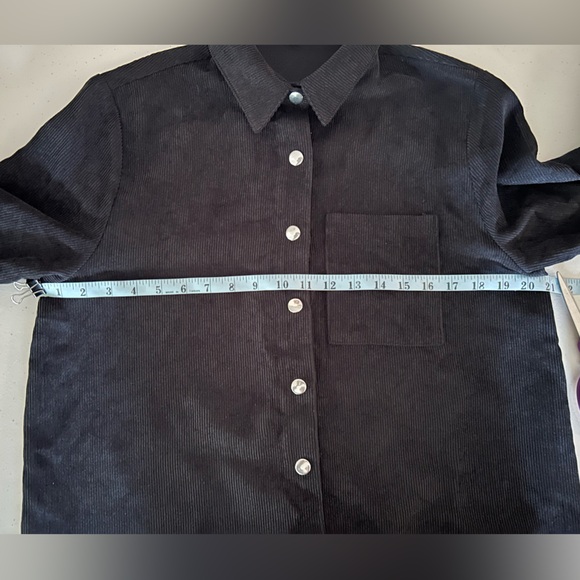 CAMELLIA Black Corduroy long Sleeve Shirt Button/Snap up Women’s Medium Juniors - Picture 7 of 10